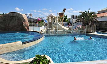 The swimming pool with its water slides at the campsite in Saint-Hilaire-de-Riez