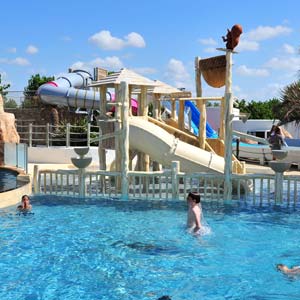 Swimming pool with slides in the aquatic area in Saint-Hilaire-de-Riez